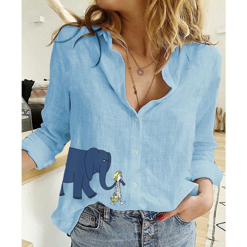 Spring and Autumn Ya Ma Xun, Women's Casual Loose Long Sleeve Linen Shirt Large Size Women's Clothing