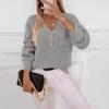 Autumn and Winter Women's Knitted Sweater Loose Pullover V-neck Button Solid Color Sweater for Women