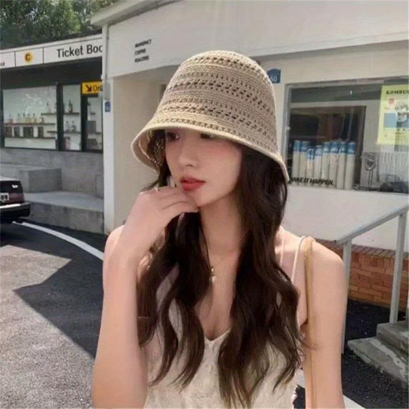 2025 Summer Hollow Fisherman Hat, Women'S Breathable Hat, Thin Sun Hat, Hollow Bucket Hat, Fashionable Basin Hat Bucket Sun Hat