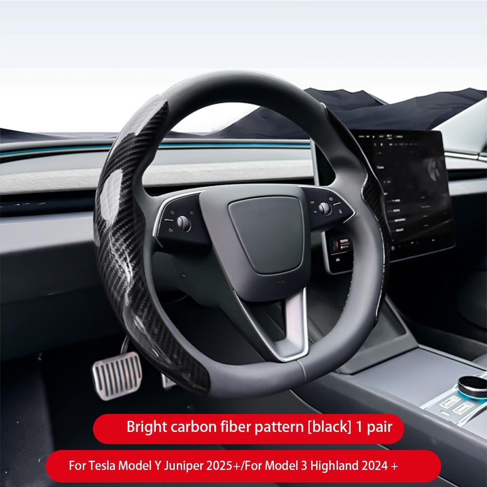 Voor Tesla Model 3/Y Highland Juniper Stuurhoes Koolstofvezel Leer Anti-Bont Sportstuur Auto Accessoires