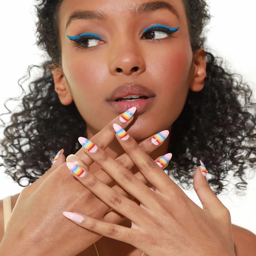 30 Pcs Orange Press on Nails Short Almond, YIHONGYAN Spring Reusable Fake Nails with 3D Flowers Gilded Design Acrylic Nail Kit Glue on Nails Full