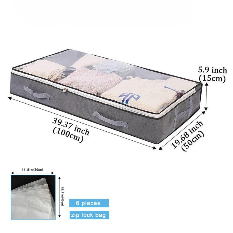 Transparent Bed Bottom Storage Box, Foldable Cotton Quilt Bag, Clothing Storage Bag, Household Wardrobe Clothes Storage Dustproof Sorting Bag