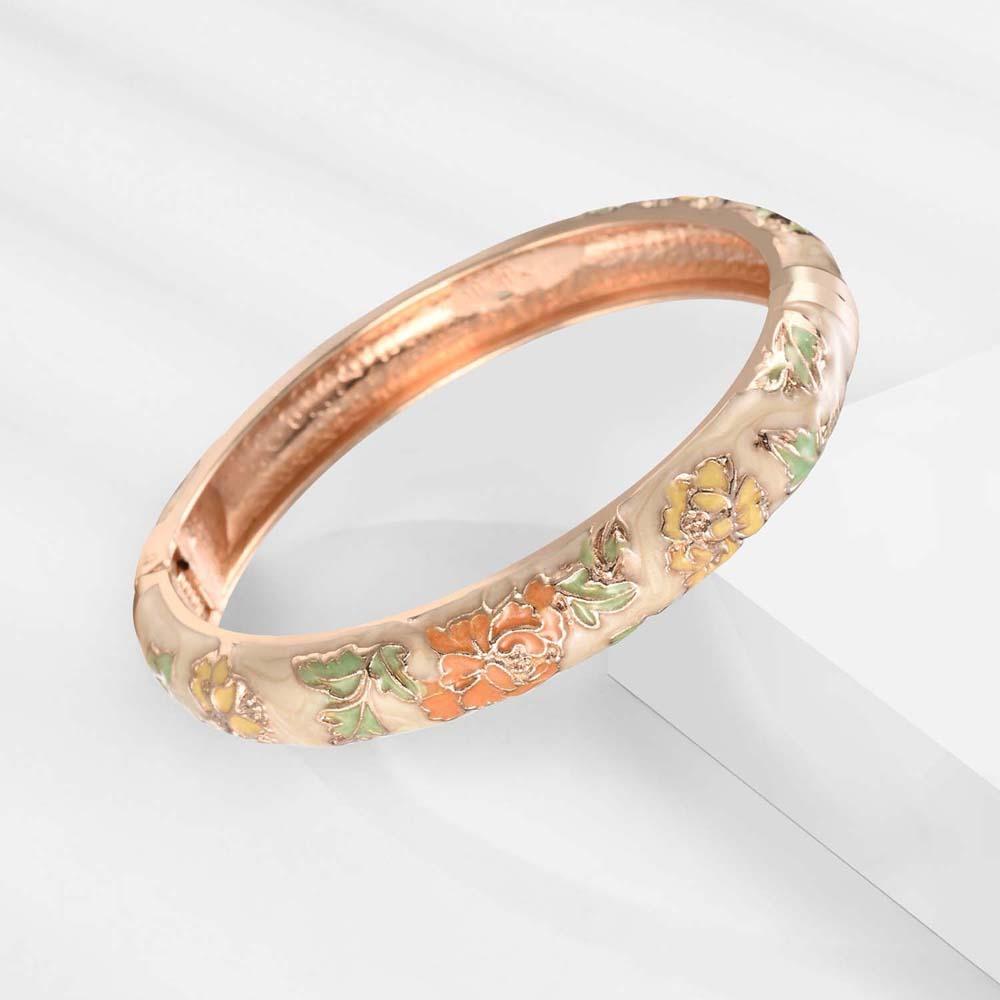 Traditional Vintage Cloisonne Bangle Cheongsam accessories Hollow Out Peony Bracelet  Daily