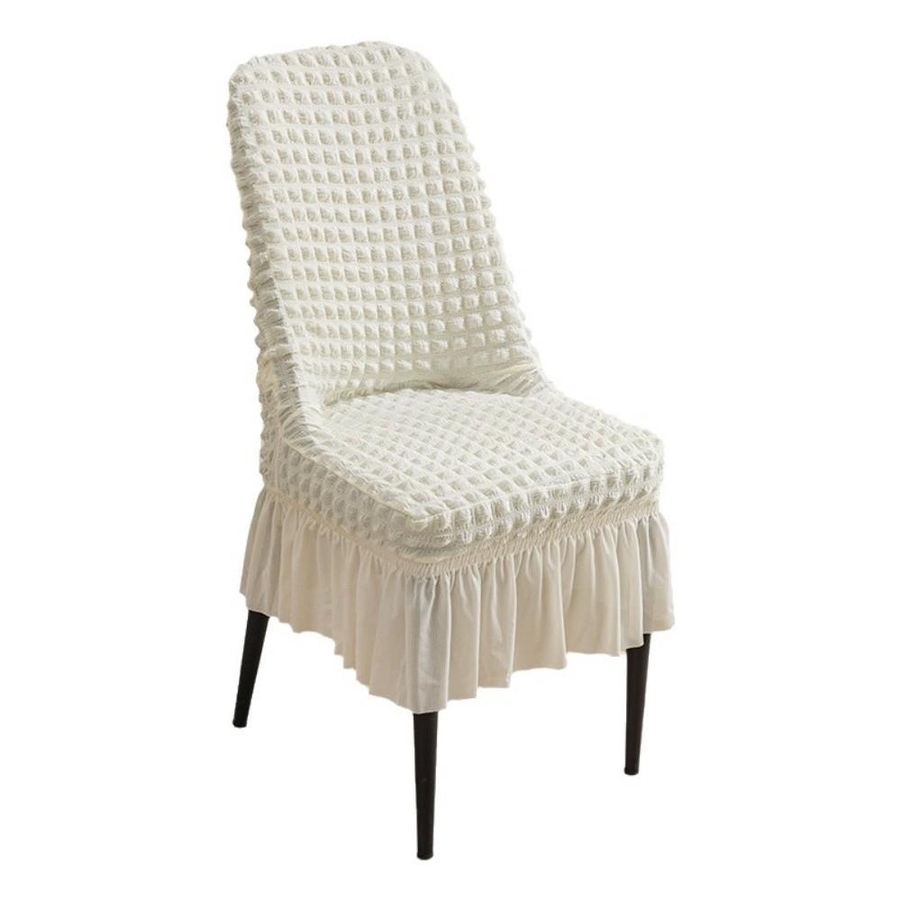Stretchable Seersucker Stretch Puff Chair Cover Breathable Anti-Slip Seersucker Chair Seat Cover Pet-Resistant Wrinkled Fabric белый