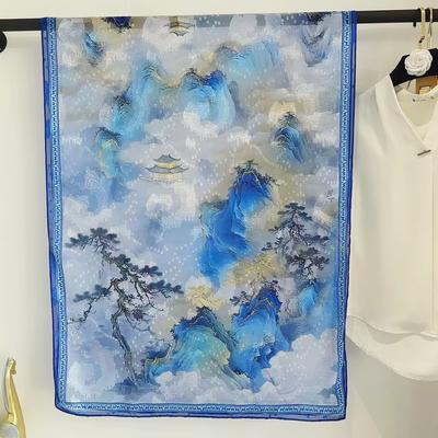 Foulard en Soie Simulée Mode Fleur Coupe Soie pour Femme Châle Rétro Bicolore à Fleur Simple Face
