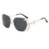 Man Women Rimless Sunglasses Luxury Metal Chain Hollow Frame Gradient Glasses Female Fashion Outdoor Shades Eyewear