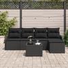 Canapé de jardin 6 pièces avec coussins beige poly rattan, Canapé de jardin 2 places noir poly rattan 3354342