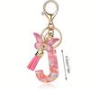 Pink Letter Keychain Heart Sequin Butterfly Tassel Keychain  Epoxy Pendant Accessory For Women