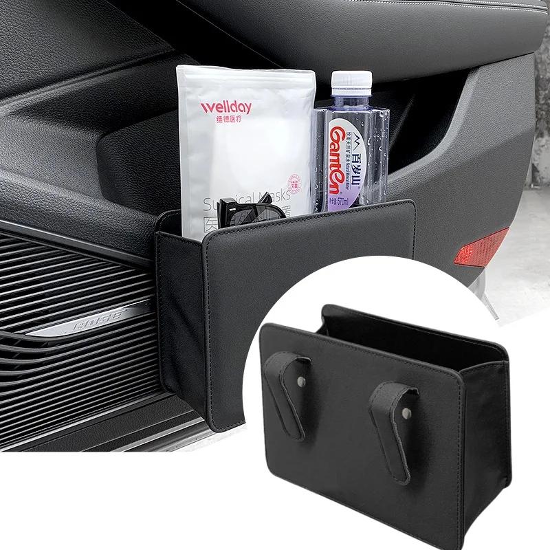Car Interior Storage Organizer Foldable Leather Trash Bin Seatback Hanging Multi Pocket Car Door Storage Box for Auto Accessory