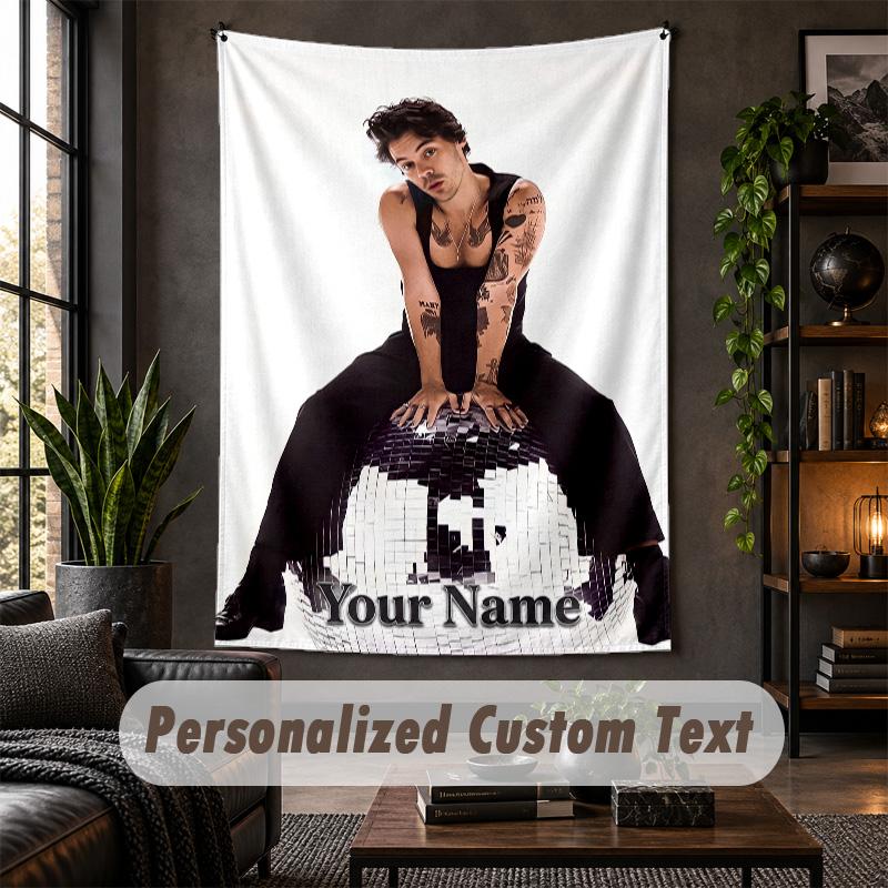 Personalized Wall Tapestry,Harry Styles Custom Text, Soft Fabric Wall Art For Indoor Decoration