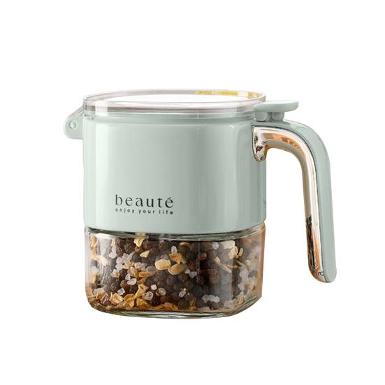 

Seasoning Jar Spice Glass Sealed Bottle Organizer with Push-Button Lid Moisture Proof Empty зелёный