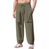 Summer Men's Workwear with Multiple Pockets Oversized Casual Pants Made of Loose Drawstring Leg Tied Pants Trousers Men’s