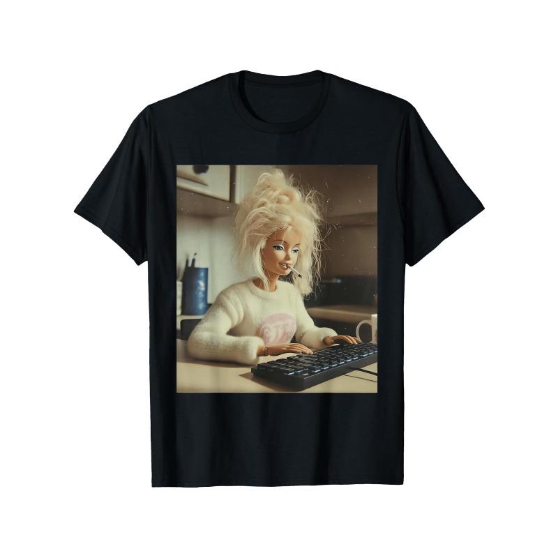 Funny Doll Face Smoking Meme Tshirt Summer New Casual Unisex Tshirt S