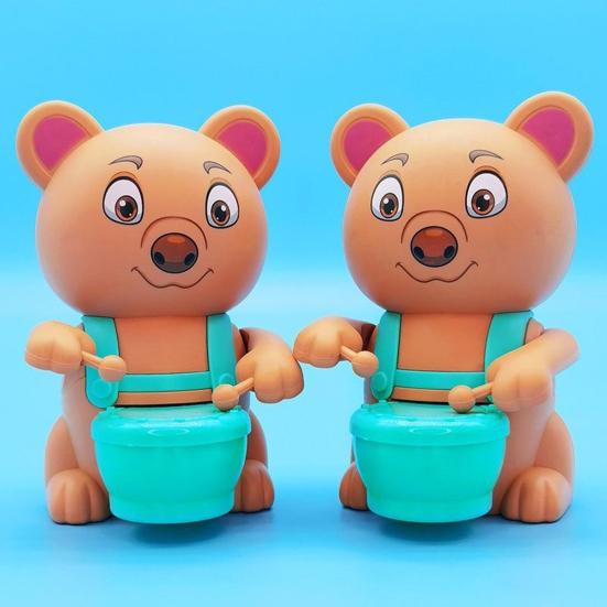 Cartoon Aufziehspielzeug Keine Batterie erforderlich Interessanter Bär Schweinchen Panda Frosch Trommelspielzeug Unterhaltung Füllstoff Aufzieh-Trommel Jungen Mädchen