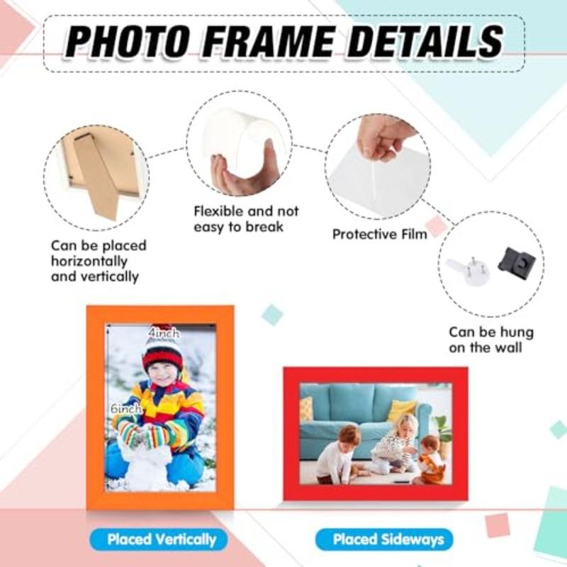 Set of 24 Picture Frame Bulk with Acrylic Sheet 4 X 6 Inch Photo Collage Frames with Invisible Nail and S Hooks for Wall Table
