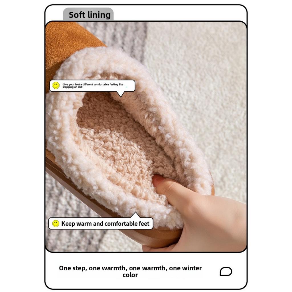 Thick Soled Woolen Slippers for Women, Outdoor Wear In Autumn and Winter, Suitable for Indoor Home Use, with Anti Slip and Plush Fabric for Men