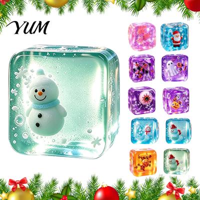 Stress Relief Toy for Halloween Christmas, Anxiety Reduction Ice Cube Squeeze Relieving Toy, Slow Rising Clear Sensory Holiday Gift Rebound
