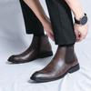 Men's Chelsea Boots: Large Size Retro Leather Pull-on for Autumn/Winter