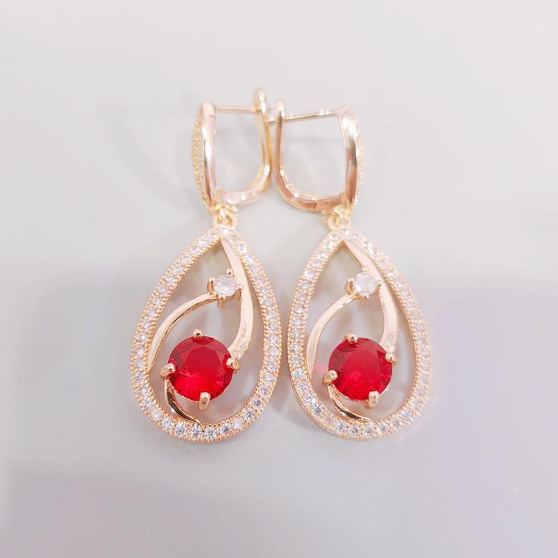 Korean Trendy Zircon Drop Shape Drop Earrings for Women Fashion Gold Color Earring Jewelry Party Accessories
