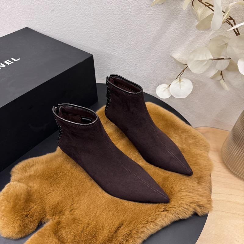 Pointed Toe Women's Ankle Boots Designer Suede High Heels Shoes Fashion Luxury Winter Short Boots 2025 Elegant Pumps Mujer Botas