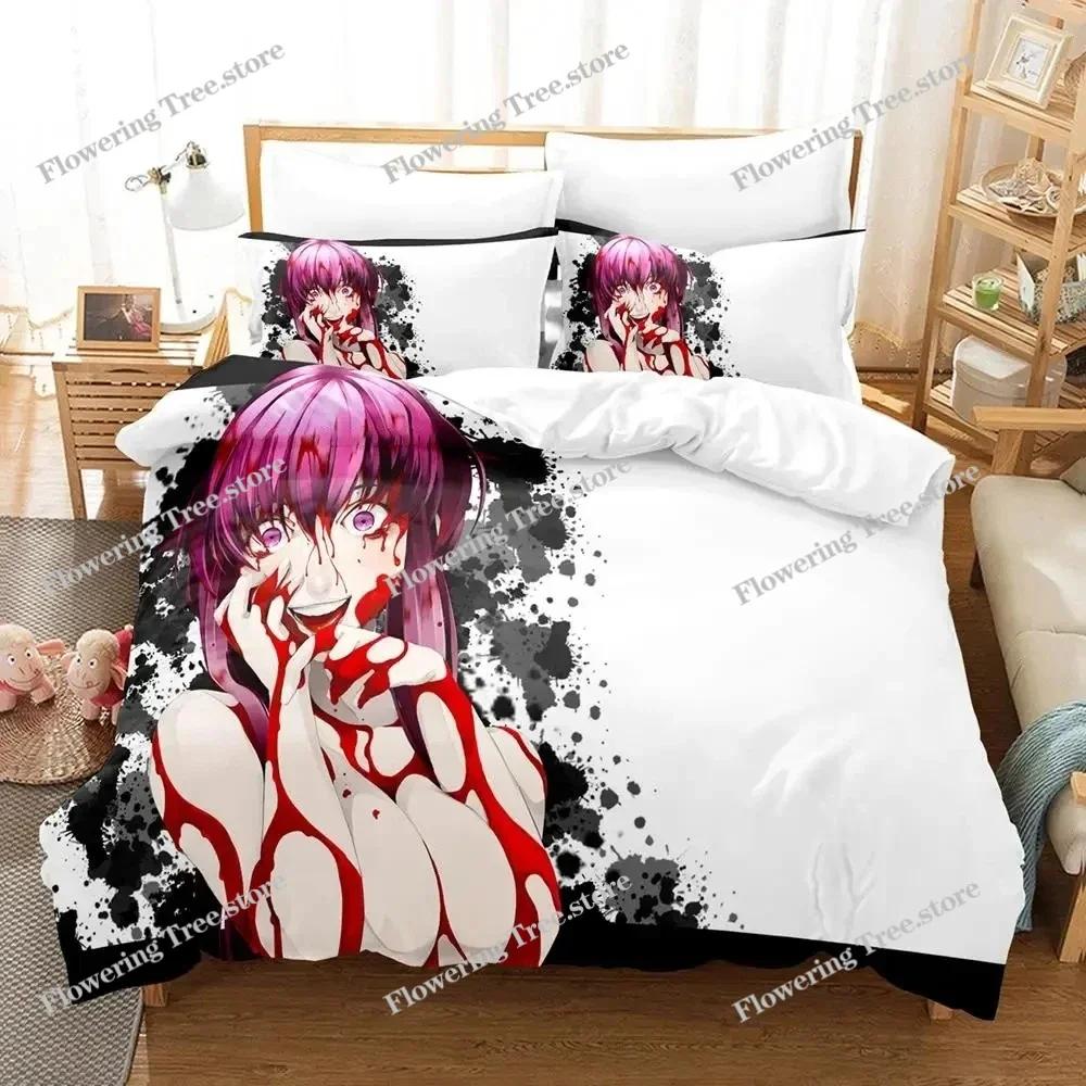 Anime Future Diary Yuno Gasai Bettwäscheset Jungen Mädchen Twin Queen Size Bettbezug Kissenbezug Bett Kinder Erwachsene Heimtextilien