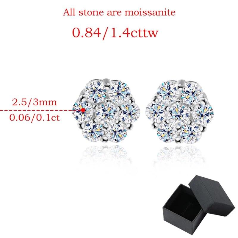 D Color 2.5/3mm Certified Full Moissanite Stud Earrings for Women Sparkling Flower Party Classic Jewelry 100% 925 Sterling Silver