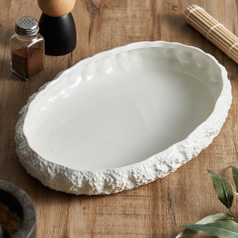 Large Ceramic Rock Texture Seafood Plate for Hotel and Home - 2025 Edition
