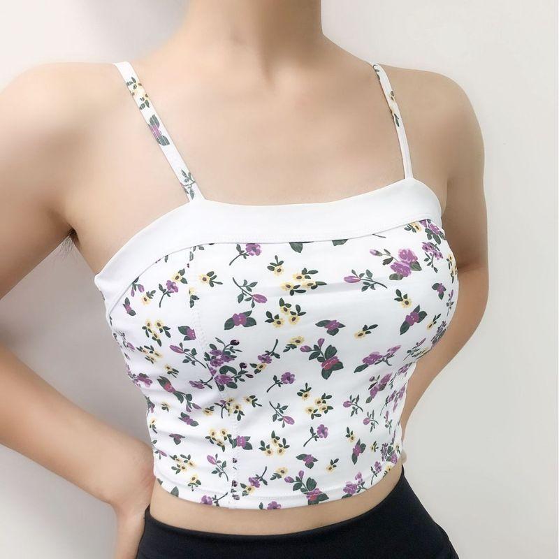 Export New Arrival Yoga Female with Chest Pad Floral Contrast Color Sports Running Fitness Dance Training High Elastic Quick-Dry Vest