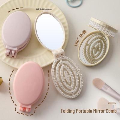 Portable Folding Mini Massage Comb with Mirror - All-in-One Set
