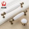 KAK Antique Bronze White Ceramic Cabinet Handles Zinc Alloy Drawer Knobs Wardrobe Door Handle Simple European Furniture Hardware