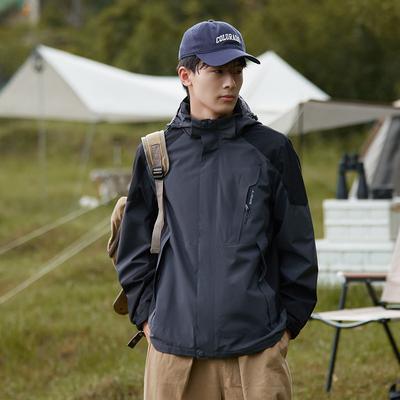 Men's Spring and Autumn Hooded Hiking Jacket Outdoor Windproof Fishing Hunting Jacket Camping Casual Jacket