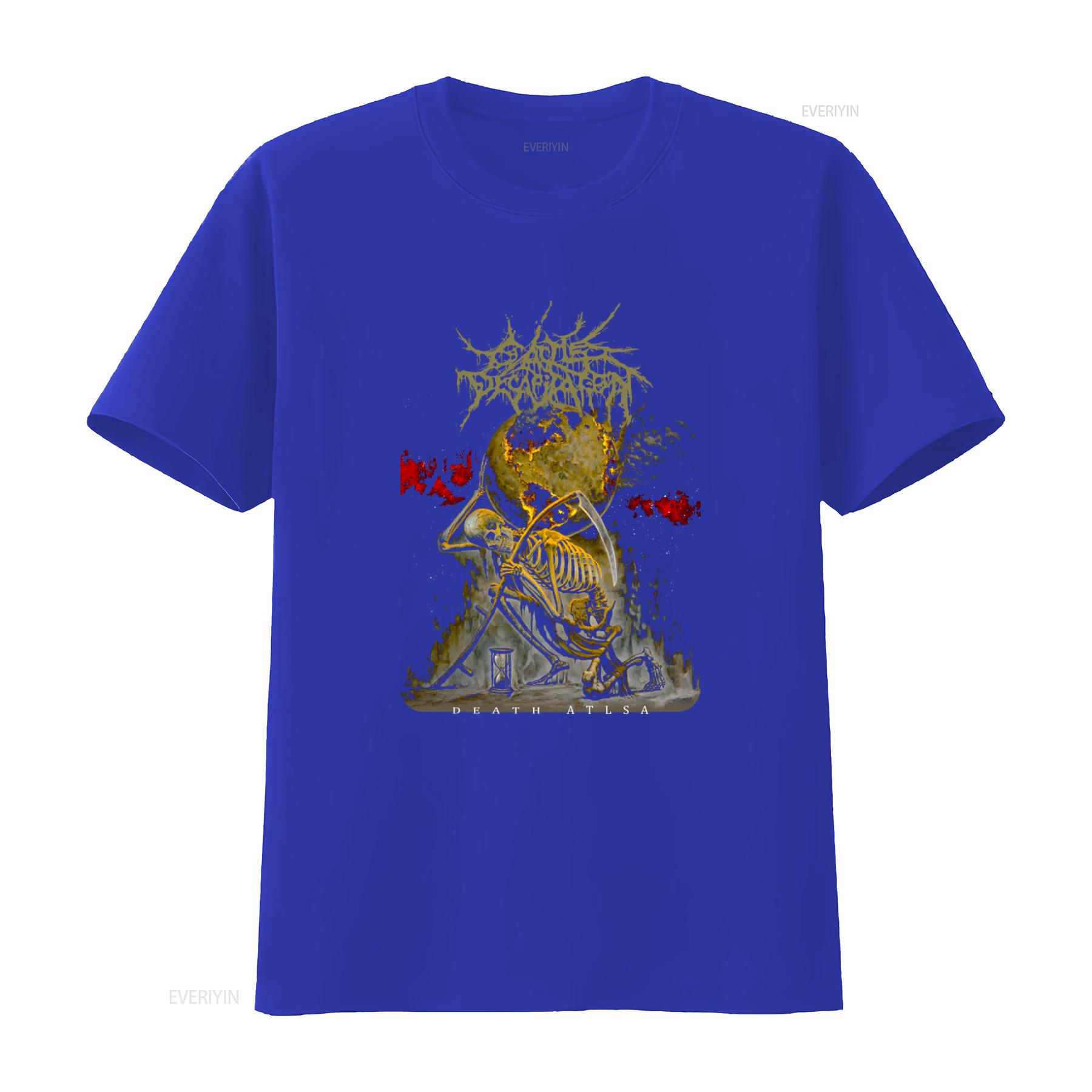 Cattle Decapitation Death Atlas T Shirt Skull Scythe Globe Design for Bold Statement vintage Washed Soft Slightly Casual S