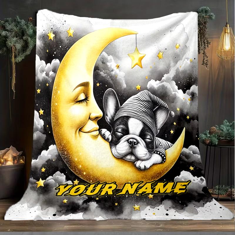 1PC Custom Name Moonlit Dreams: Nightly Companion outdooor Flannel blankets Throw Blanket All-Season Throw Gift Bedspread for Couch, Bed, Camping Holi