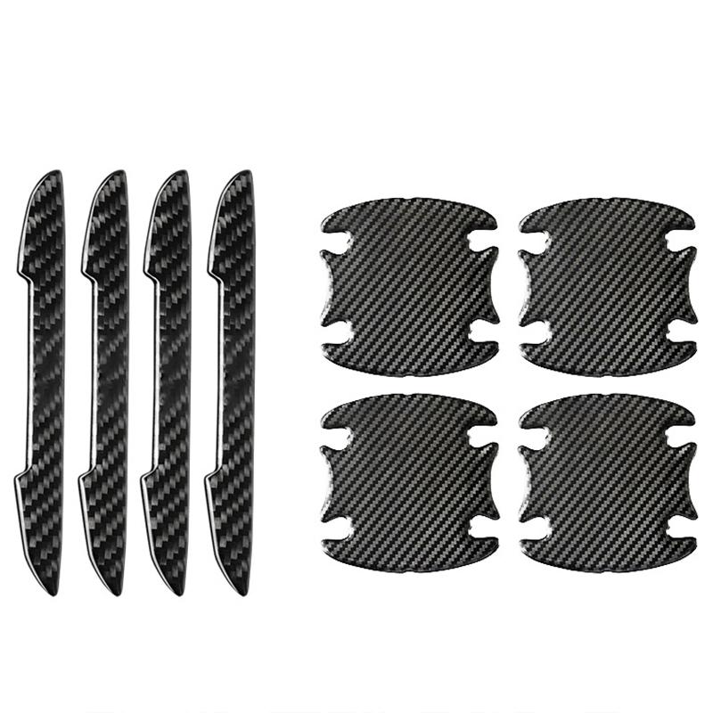 14PCS Carbon Fiber Car Door Bowl Handle Stickers Car Door Handle Bowl Scratch Protector Car  Anti-collision Protection Strip