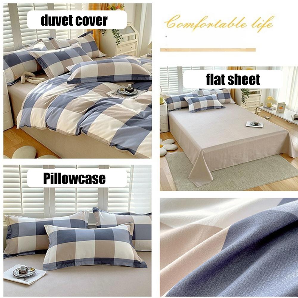 Ins Style Korean Bedding Set Breathable 3/4pcs Bed Sheets Set Quilt Covers Solid Duvet Covers for Home School Fundas Nórdicas