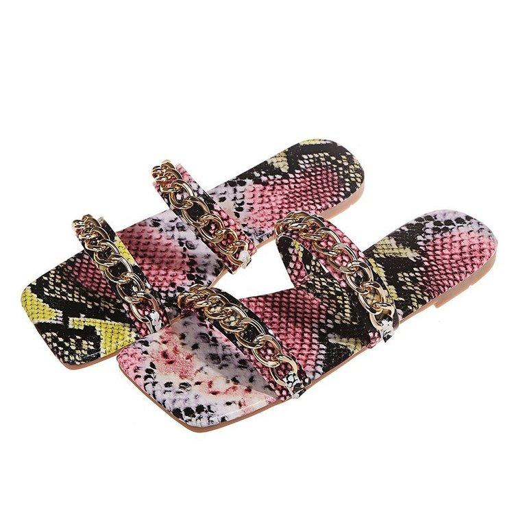 Summer Shoes  Snake Pattern Artificial Leather Women Flat Sandals Sexy Ladies Shoes Roman Beach Sandals Big Size Flip Flops