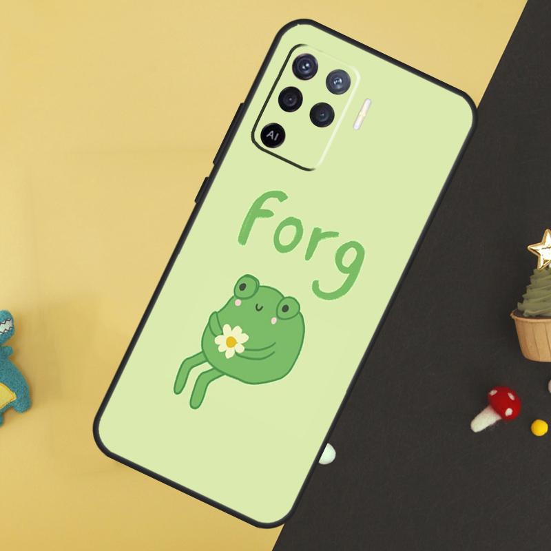 Cute Cartoon Frog Case For Oppo A5 Pro A6 A15 A16 A76 A96 A17 A57 A98 A58 A78 A18 A38 A54 A74 A94 A40 A60 A80