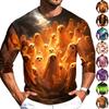 Men's Casual Halloween Print Crew Neck T Shirt Three Quarter Sleeve Top Lightweight Comfortable Fit for Daily Wear