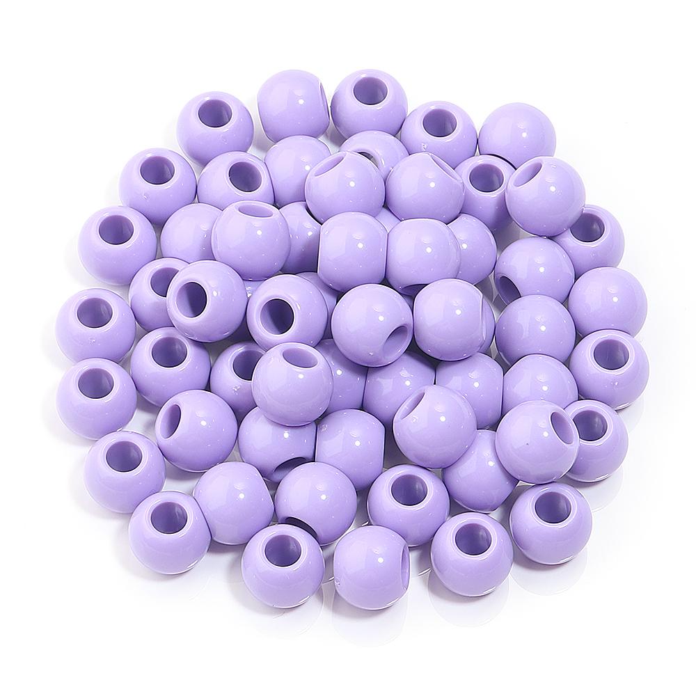 50pcs/lot Acrylic Big Hole Beads Solid Color Round Loose Spacer Beads For Jewelry Making DIY Charm Bracelet Necklace Accessories