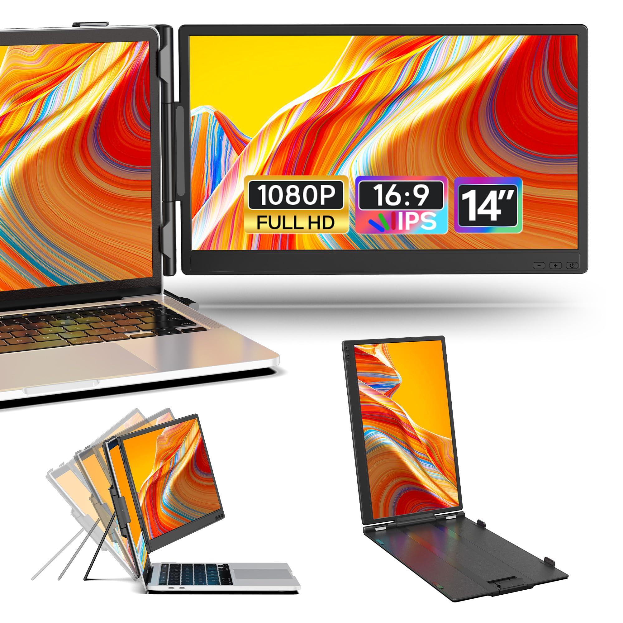 

Laptomo Dual Портативний IPS FHD 1080P Подвійний Легкий та Сумісний з дюйм Сумісний з та Linux 14-дюймовий Монітор, Панель, Дисплей, 13-17 чорний