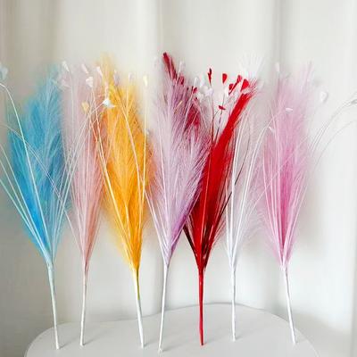 1 Stück Simulierte Blume Buntes Pfauengras Schilf Pfauengras Mall Dekoration Blumen 7 Farben