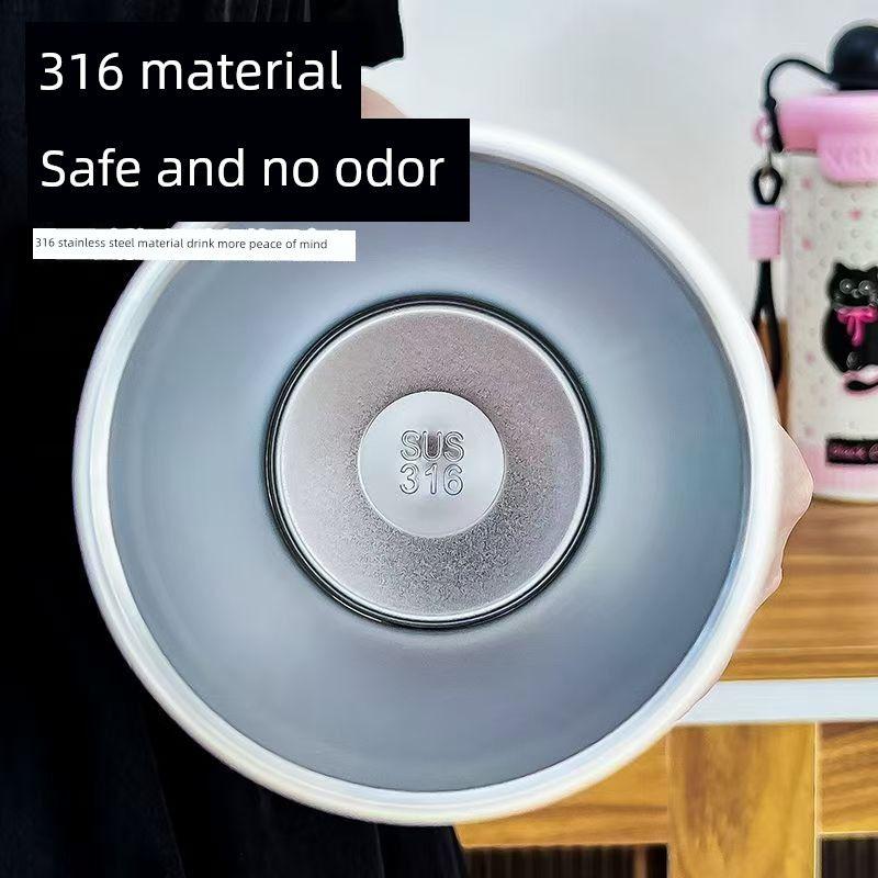 316 Large Capacity Vacuum Cup Girl Good-looking Kettle Student School Cup Portable Straw Cup Good-looking Coffee