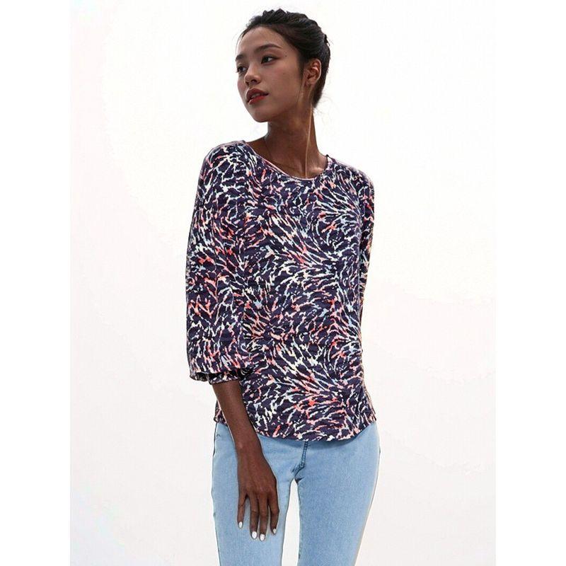 

Модная футболка из махрового хлопка с принтом, приталенная, вязаная, с длинными рукавами Sunset Print S