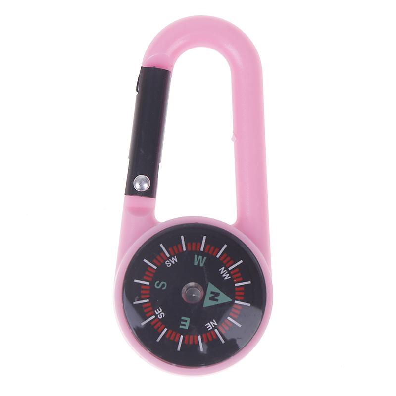 Outdoor Abs Mini Compass Carabiner Camping Multicolor Keychain Quick Release Mountaineering Hiking Backpack Buckle With Compass розовый