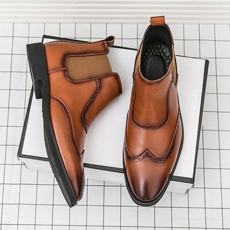 Stivaletti Chelsea da Uomo Designer Alta Qualità Scarpe in Pelle da Uomo Moda Stile Britannico Scarpe Alte da Uomo Comfort Stivaletti alla Caviglia Business