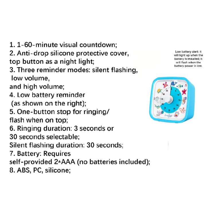 Lovely Marine Creature Shape Countdowns Device With 60 Minutes Ranges And Shockproof Case Perfect For Learners