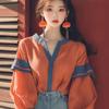 Vintage Satin Women's Blouses Spring/Summer Patchwork Women Shirts Loose Fashion Long Sleeves Tops Korean Clothing