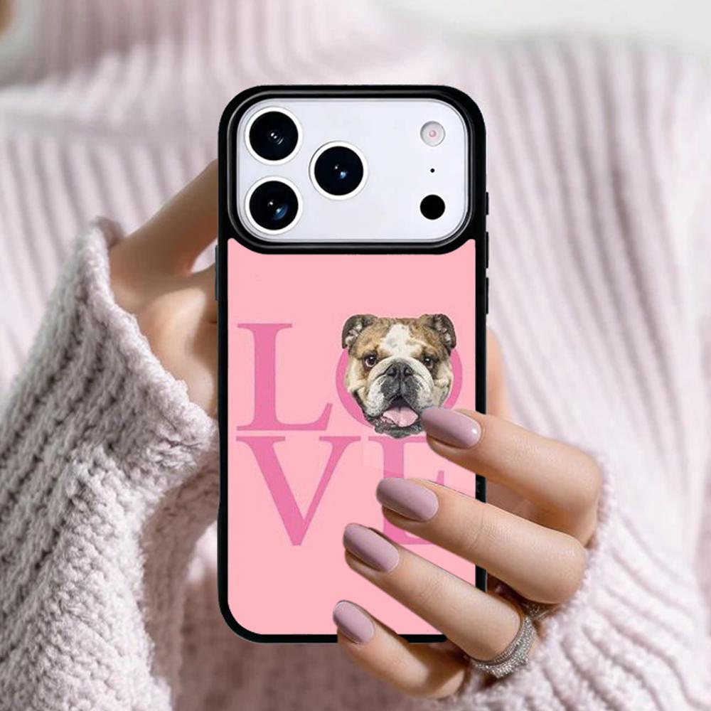 English Bulldog Heartbeat Phone Case For Apple iPhone 17 Air 16E 15 14 Plus 13 12 11 Pro Max Mini Funda Cover