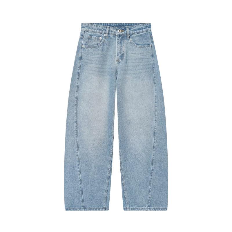 European & American Women's Mid-Waist Loose Barrel Jeans