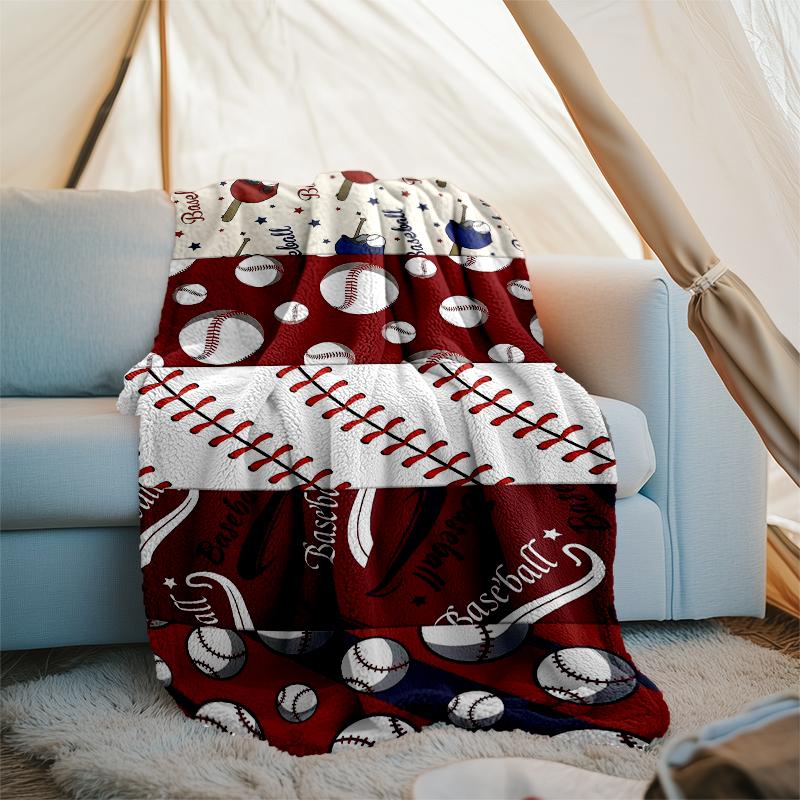 Baseball Theme Printed Blanket - Perfect for Couch, Bed, Travel & Outdoor Use | Machine Washable, Cozy & Durable.